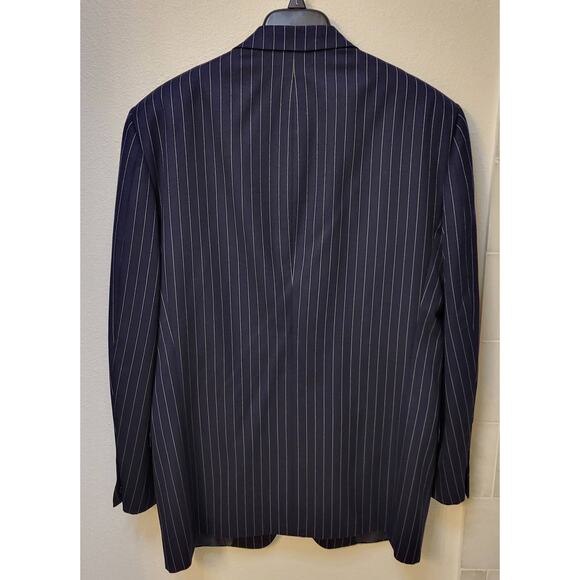 Ermenegildo Zenga Su Misura Jacket Blue with White Stripes 52L - Picture 2 of 8